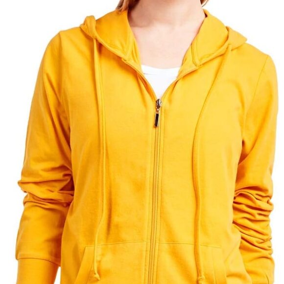 Lightweight Full Zip Hoodie in Mustard - Perfect Year-Round Women's Jacket - Picture 1 of 5